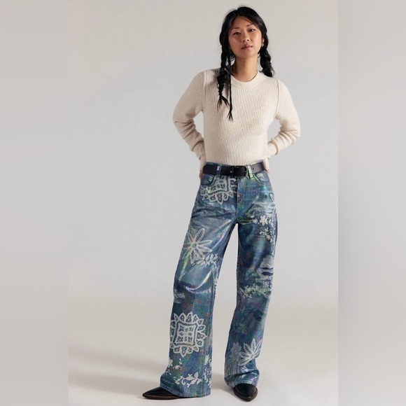 We The Free Denim - We The Free Tinsley Printed High-Rise Illusions Jeans Size 26 NWT